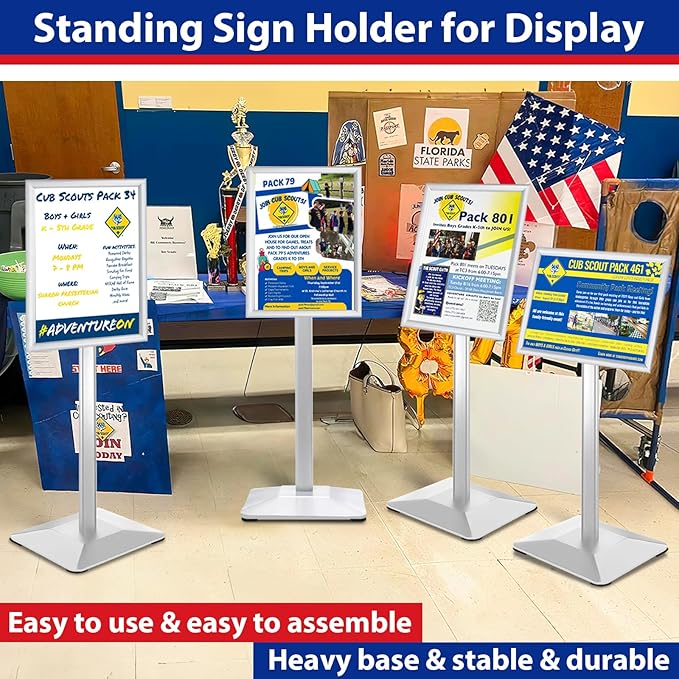 Pedestal Sign Holder 11x17inch Adjustable Floor Stand - Image 7