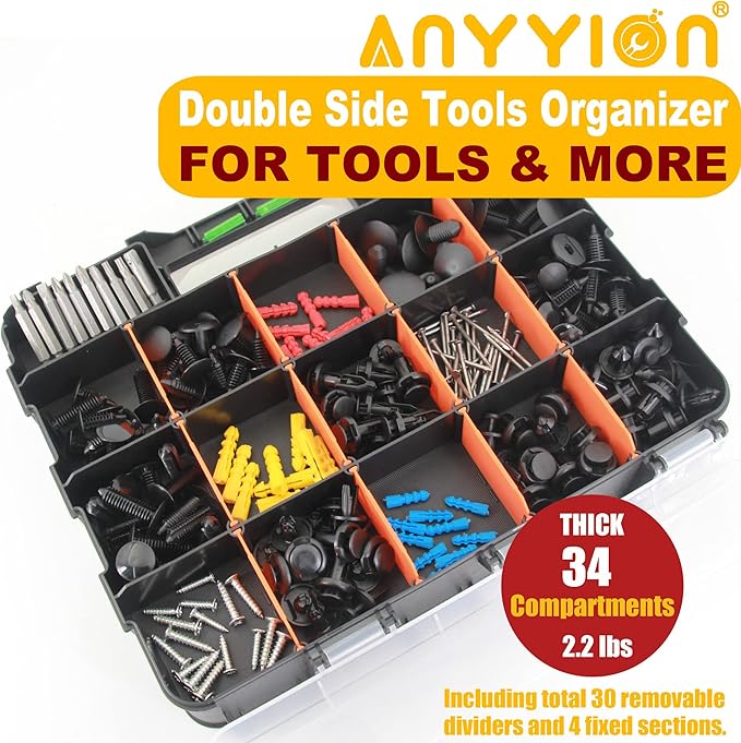 Anyyion Small Parts Organizer, 34-Compartments Double Side parts organizer - Image 3