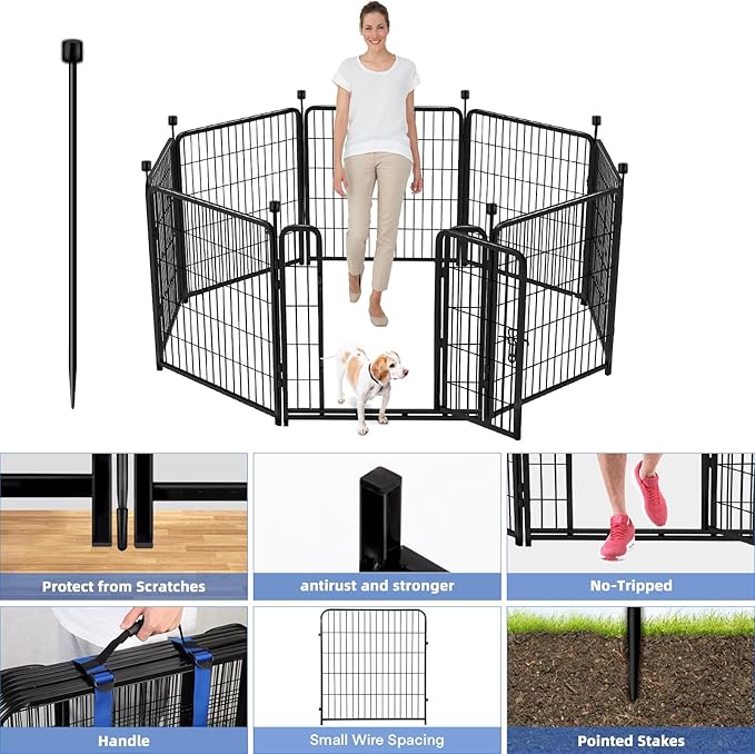 ADAVIN Metal Garden Fence with Gate, 36 in 8 Panels Heavy Duty Iron Animal - Image 2