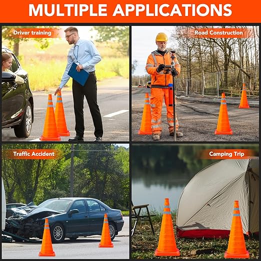 28 Inch Collapsible Traffic Safety Cones - Image 3