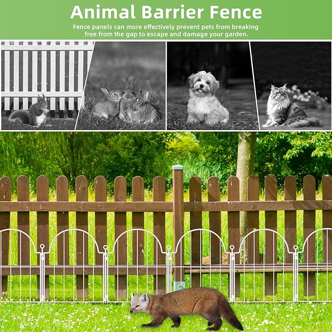 Decorative Garden Fence 17in x 10ft, 10 Pack Metal No Dig Garden Fencing Animal - Image 3