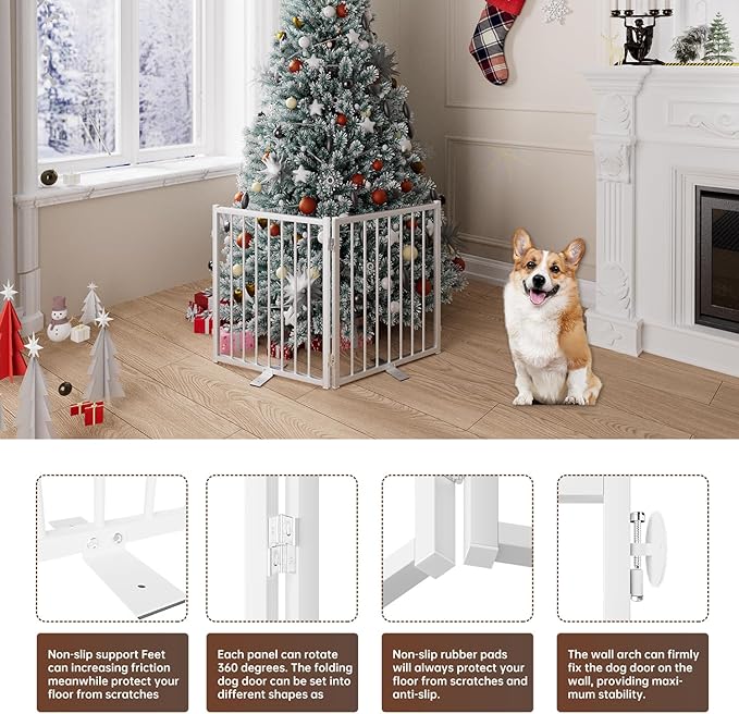 2 Panels Full Metal Freestanding Dog Gates, 40” W x 24” H Folding Pet Gate Fence - Image 5