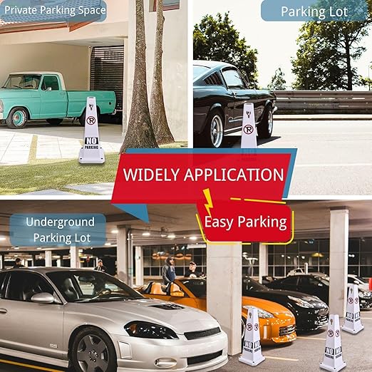 BESEA 4PCS White No Parking Cone White Caution 4 Sided No Parking Cone Reserved - Image 4