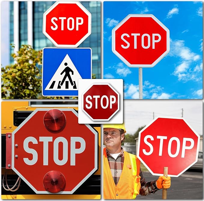 3 Pack Large Stop Signs, 30 x 30 Inches Street Road Sign, UV Protected and - Image 7