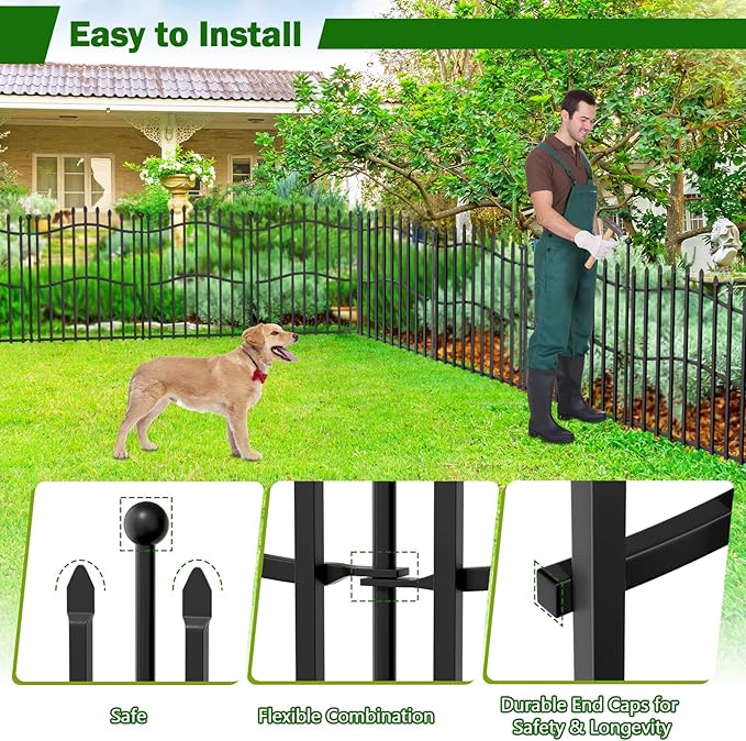 10 Panels No Dig Decorative Garden Fence - 32in H x 22.5ft L - Image 5