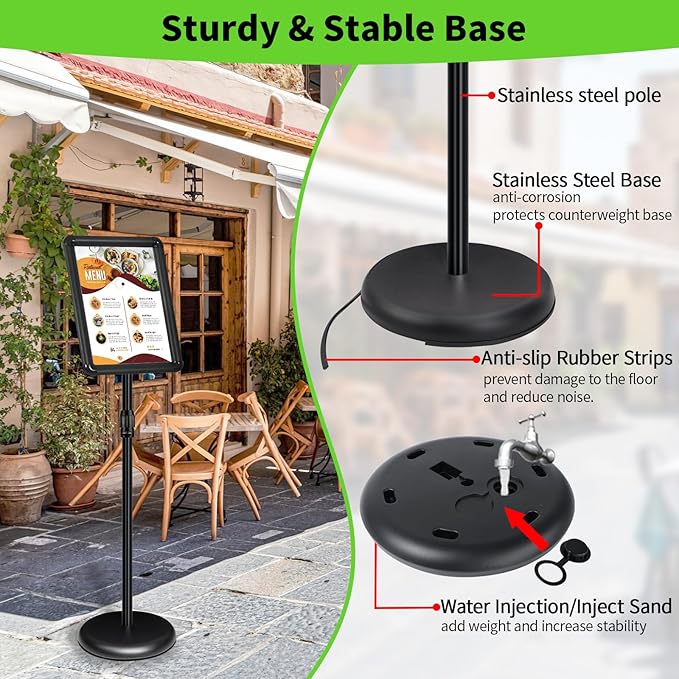Adjustable Pedestal Sign Holder Stand 8.5''x11'', Floor Standing Poster Sign - Image 5