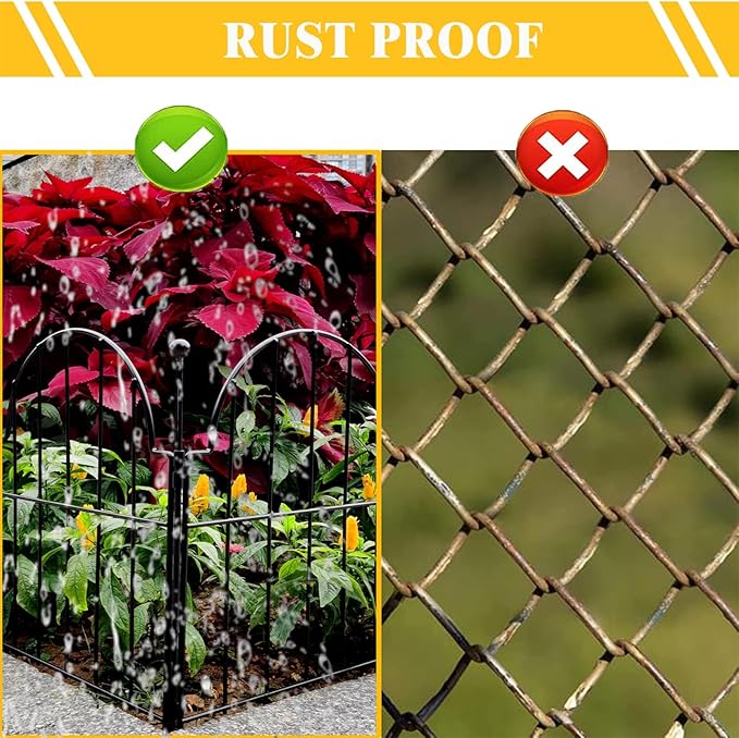 Garden Fence, 22 in x 10.83 ft Arched Rustproof Metal No Dig Fence Garden Fence - Image 4