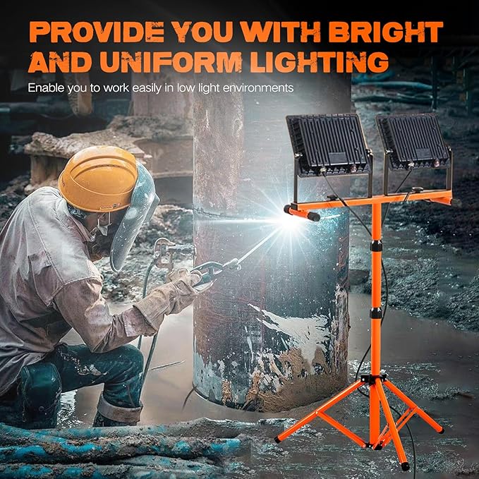 21000 Lumen Work Lights with Stand, 3 Adjustable Head LED Work Light, with - Image 7