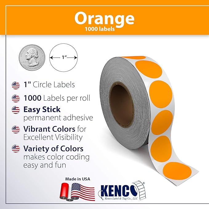 Kenco Color Coding Circle Dot Sticker Labels on a roll - Image 2