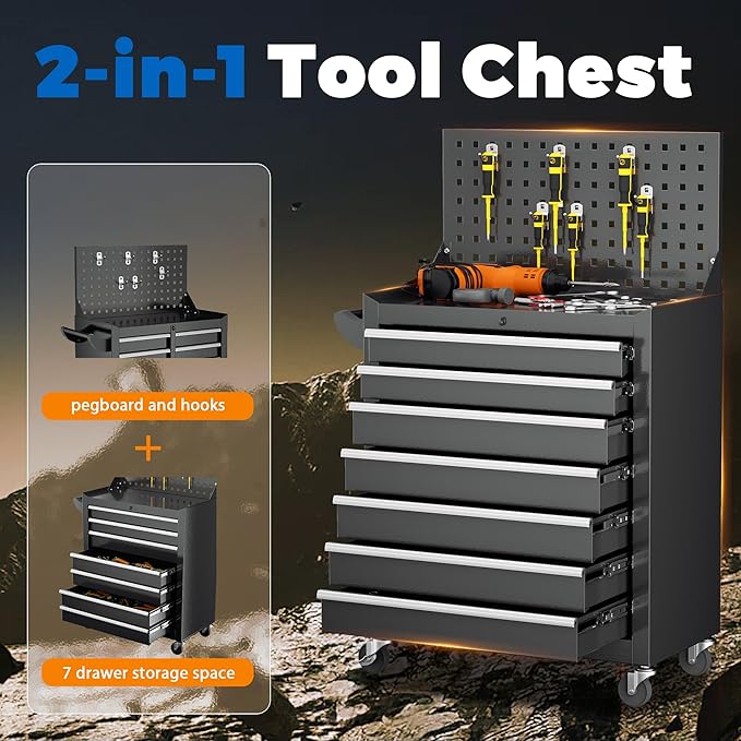 INTERGREAT 7 Drawers Rolling Tool Chest - Image 6