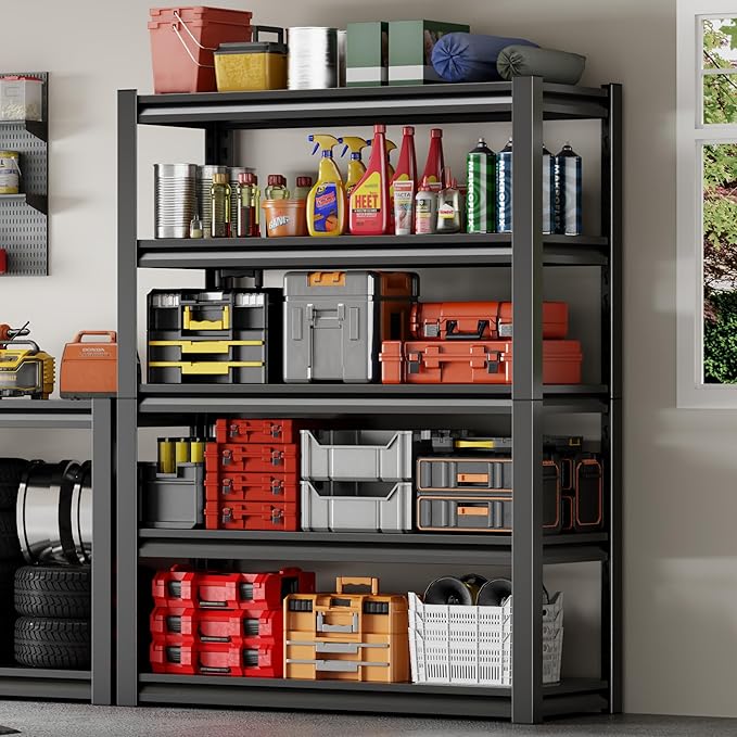 48" W Garage Storage Shelves 2500LBS Heavy Duty Garage Shelving 5 Tier - Image 2