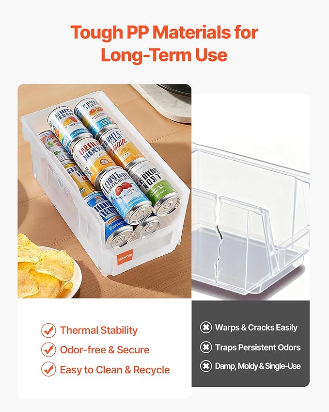 VEVOR Plastic Stackable Storage Bins, 14.8 x 8.5 x 7.1 inch, Plastic Containers - Image 3