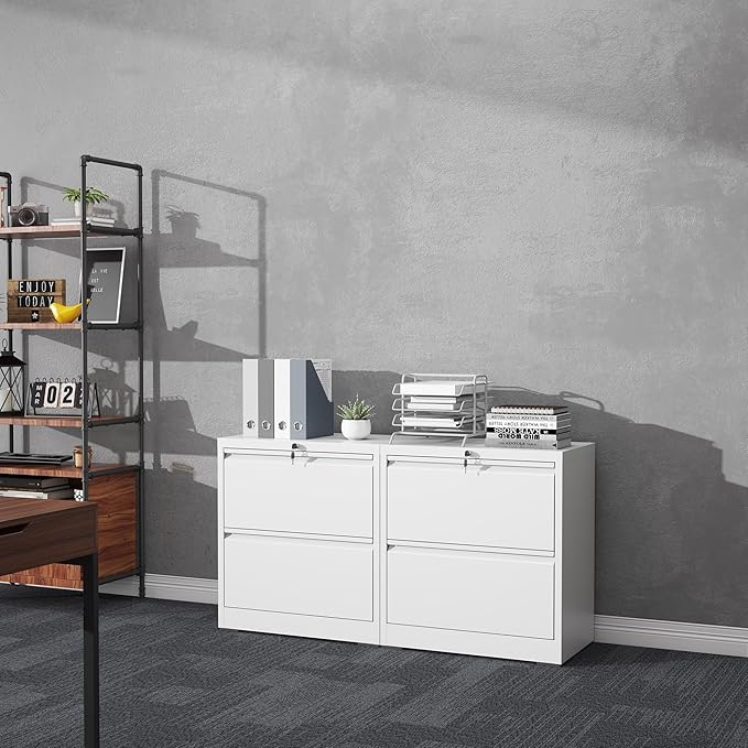 2 Drawer File Cabinet with Lock, Lateral Filing Cabinets, Metal Storage Filing - Image 8