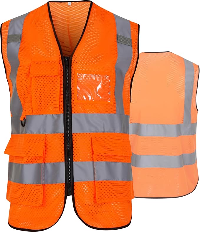 Reflective Safety Vest for Men Women 6 Pockets High Visibility Construction by Tenrry