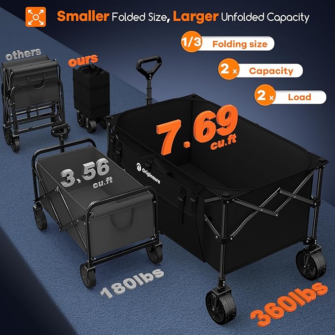 220L Collapsible Wagon Cart Foldable, Utility Carts - Image 4