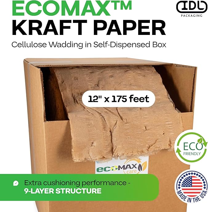 IDL Packaging 12" x 175' EcoMax™ Kraft Paper Cellulose Wadding in - Image 2