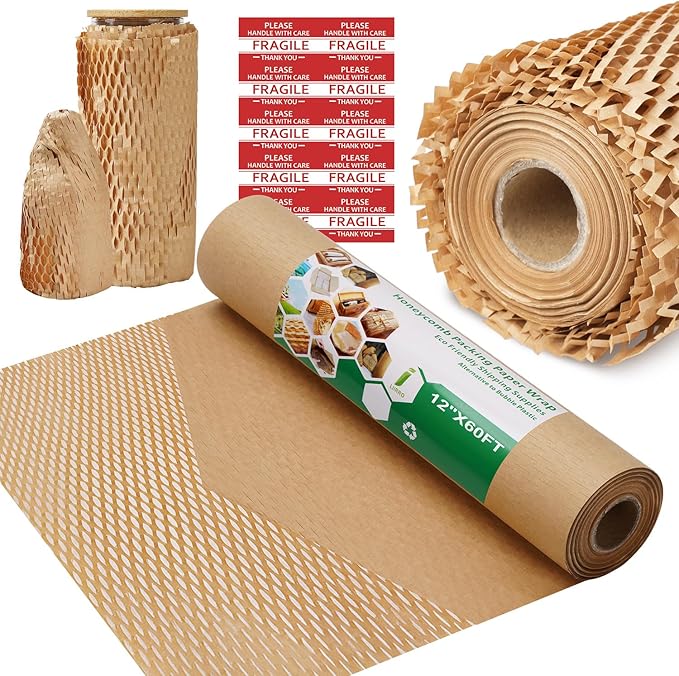 Honeycomb Packing Paper Wrap 12"x60' Recycled Bubble Cushioning Wrap Roll Eco by LiirroProductSeries