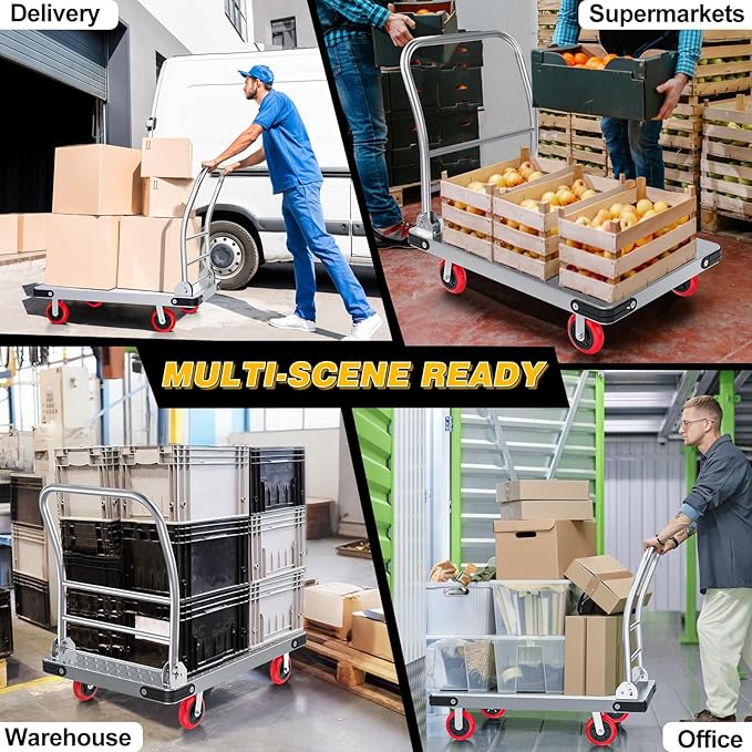 Heavy Duty Foldable Platform Truck - 2700LB Capacity Steel Push Cart - Image 6