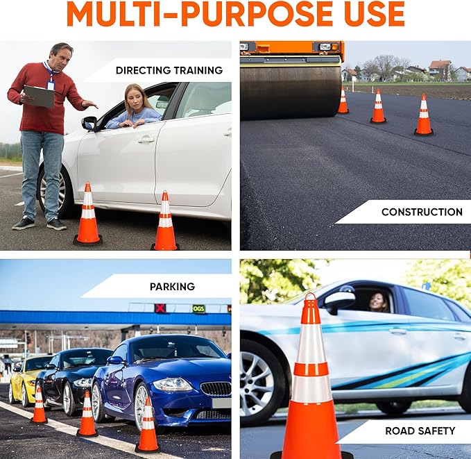 Pyle 28-Inch Safety Traffic Cones, Stackable PVC Construction - Image 6