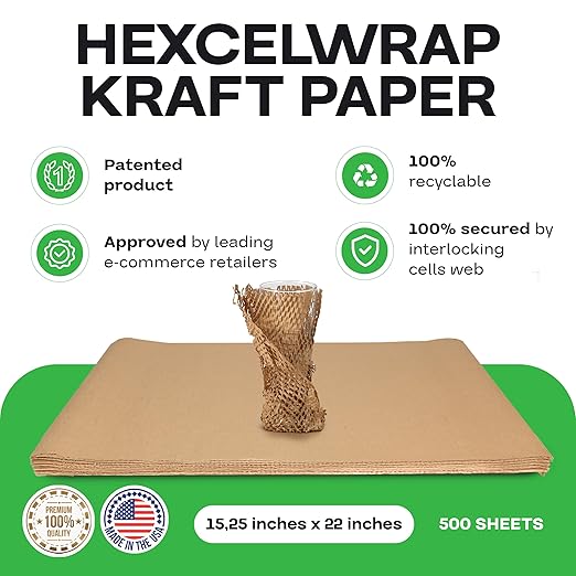 IDL Packaging 15.25" x 22" Honeycomb Kraft Packing Paper Sheets, Storage - Image 2