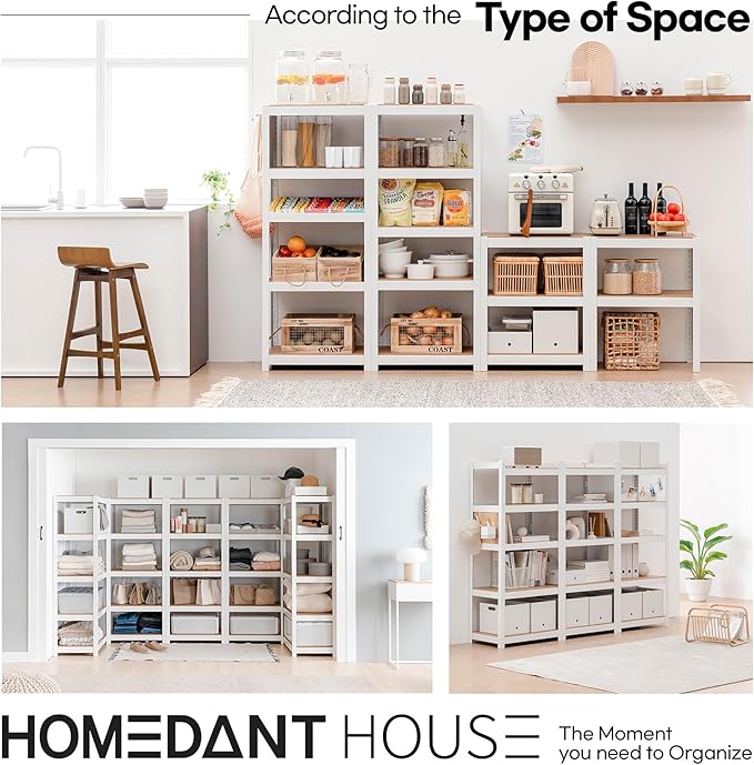 HOMEDANT House 5 Tier Laminated Metal Shelving Unit Adjustable Storage Utility - Image 9