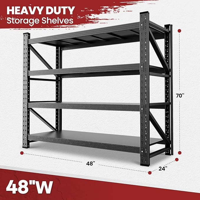 48" Wide Storage Shelves, 2000LBS Garage Shelving Heavy Duty, Standing Shelf - Image 2