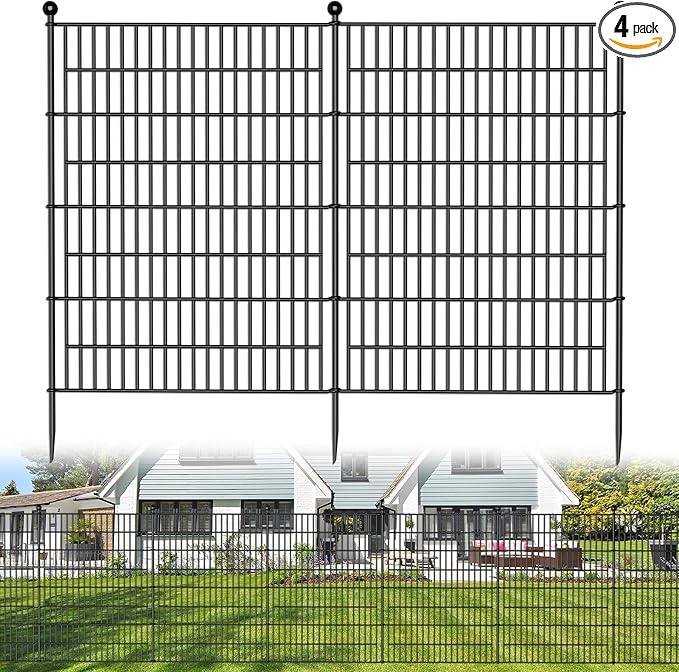 4 Panels No Dig Decorative Outdoor Garden Fence by SecureSpacesCleanerPlaces