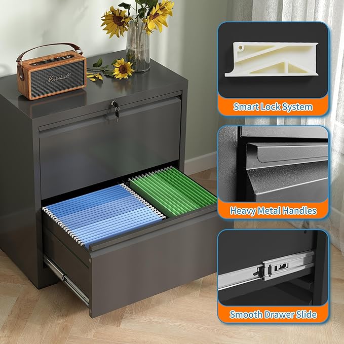 Lateral File Cabinets 2 Drawer, Metal Lateral Filing Cabinet - Image 5