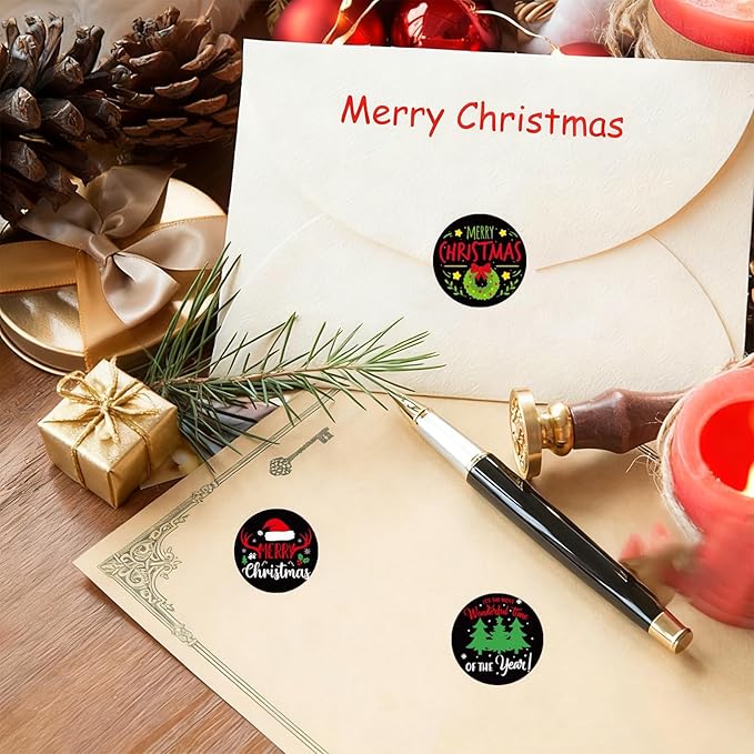 SHYGO® 1“ Christmas Labels Stickers, Round Merry Christmas Seals Xmas - Image 4