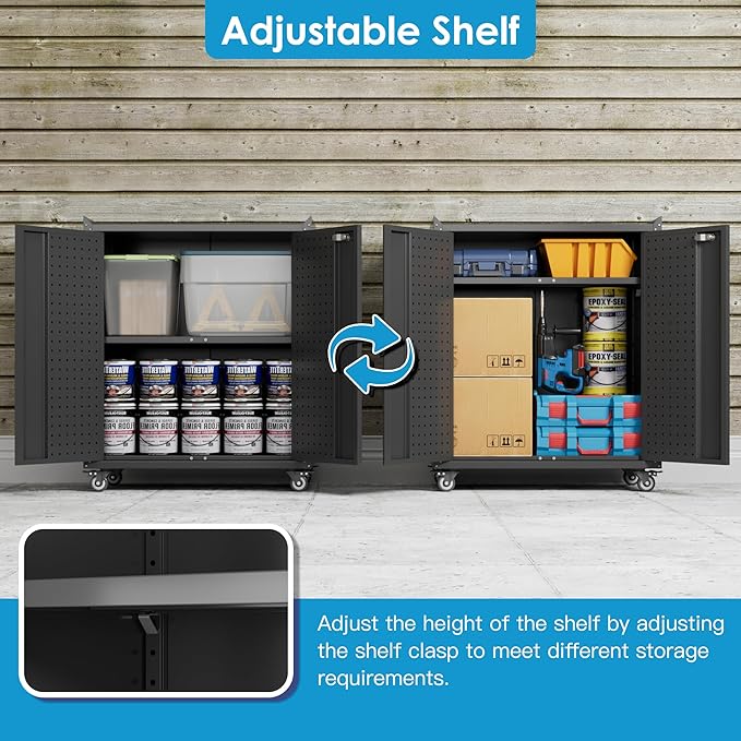 Metal Storage Cabinets with Door Pegboard, Lockable Garage Storage Cabinets - Image 5