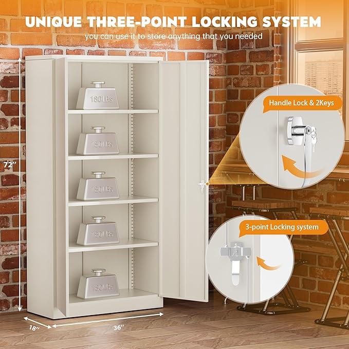 Greenvelly Steel SnapIt Storage Cabinet 72" Locking Metal Storage Cabinet - Image 7