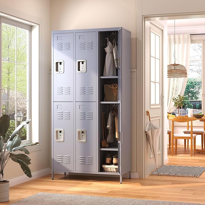 6 Door Locker with Lock, Metal Storage Locker Cabinet with - Image 4