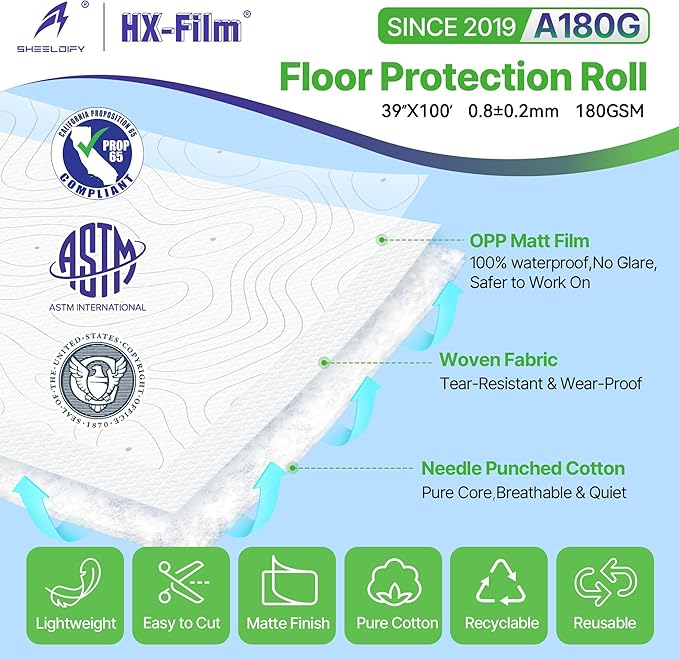 39"x100' Heavy-Duty Floor Protection | Construction Grade Carpet Protector | - Image 2