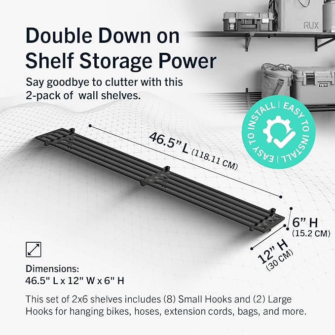 StoreYourBoard Heavy Duty Garage Shelf Wall Mount 1ft x 6ft – Wall-Mounted - Image 2