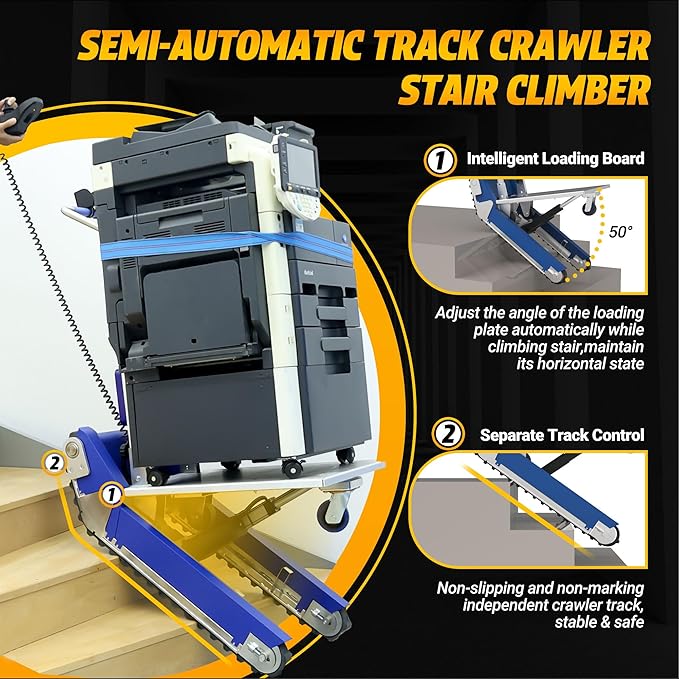 Heavy Duty Powered Track Stair Climbing Hand Truck, 683 LBS Load Crawler Stair - Image 3