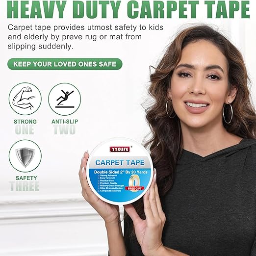 YYXLIFE Double Sided Carpet Tape, 2Inch x 20 Yards, - Image 2