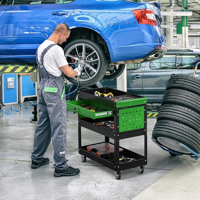 3 Tier Rolling Tool Cart on Wheels, 550 LBS Tool Cart - Image 2