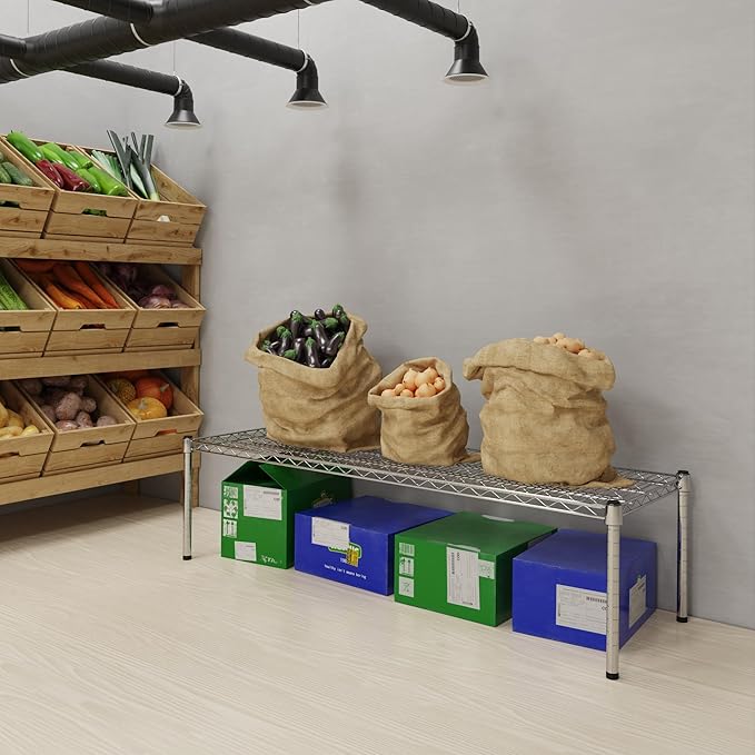 18''W x 54''L x 14''H Chrome Plated Wire Dunnage Rack | Off The Floor Storage - Image 2