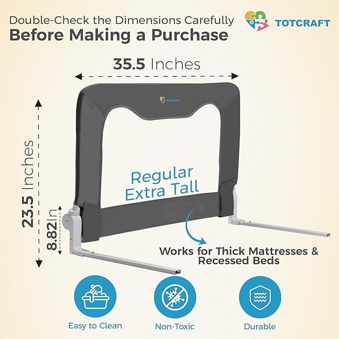 TotCraft Bed Safety Rails for Toddlers - Image 2