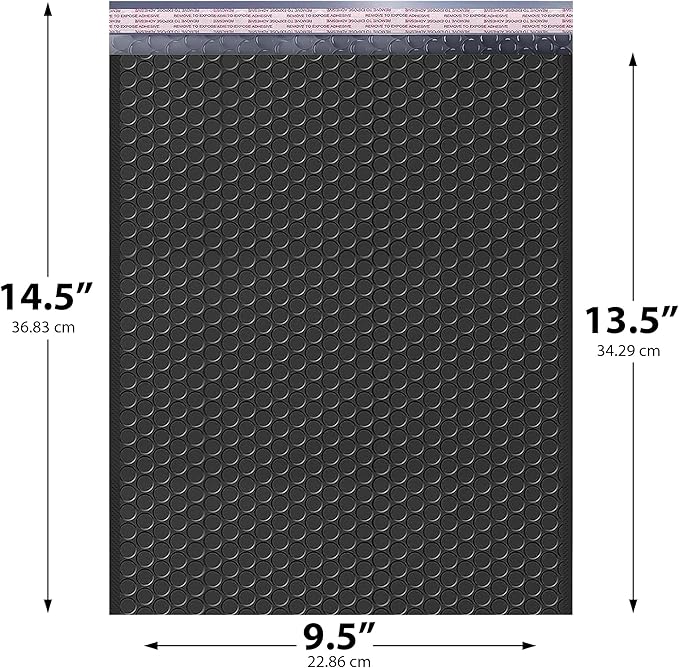 Black Large Poly Bubble Mailers 9.5x14.5 inch #4 | Self Seal Padded Envelopes - Image 2