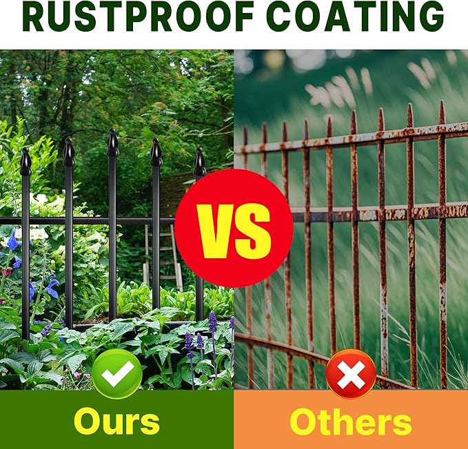 Metal Garden Fence 36" H x 28" W Rustproof Animal Barrier No Dig Decorative - Image 9