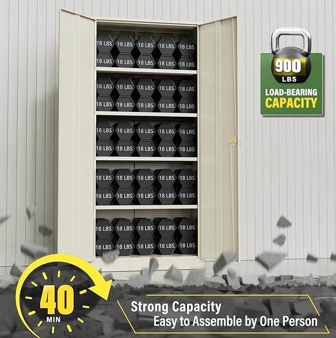Greenvelly Metal Storage Cabinet, Metal Cabinet - Image 5