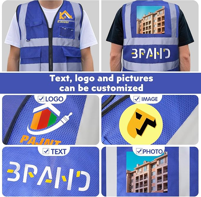 BeautyWill 10/20 Pack Custom Logo Safety Vest, Bulk High Visibility Class 2 - Image 7