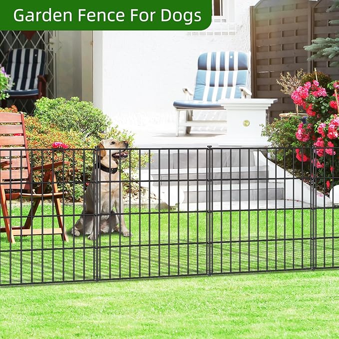 Metal Garden Fence 28in x 35ft, 15 Panels + 16 Stakes Dog Fence Border Fence - Image 2