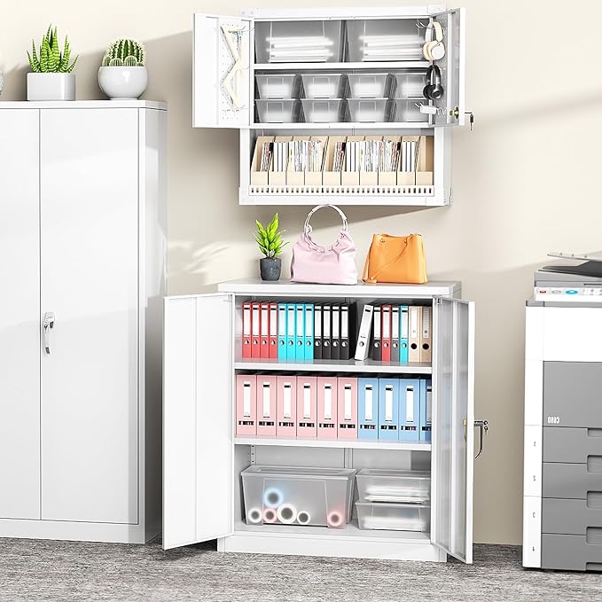 Greenvelly Metal Garage Storage Cabinet, Lockable Metal Cabinets - Image 3