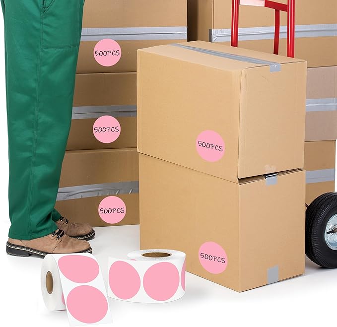2 Inch Pink Circle Stickers, Permanent Sticky Dots, Colored Dot Stickers - Image 4