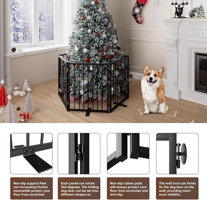 6 Panels Full Metal Freestanding Dog Gates - Image 5