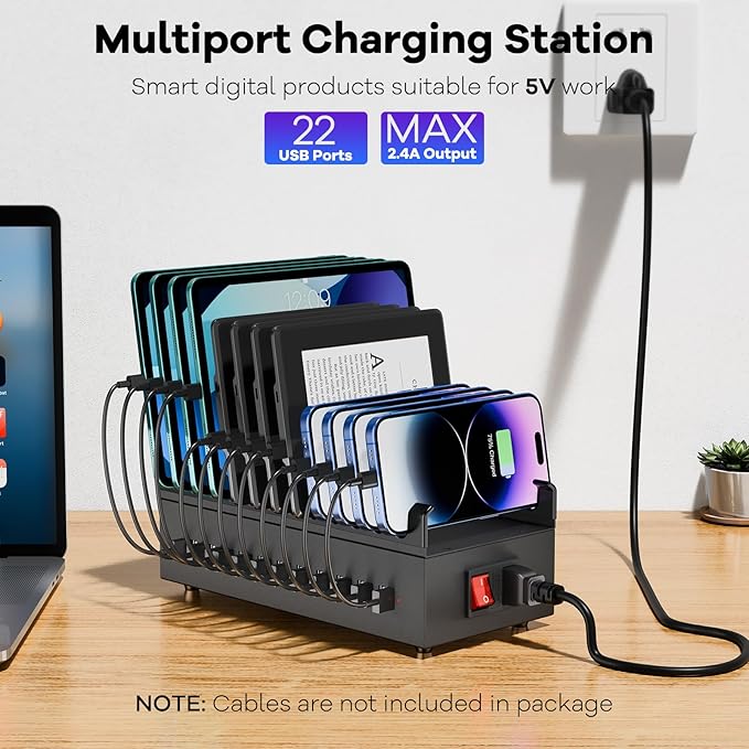 USB Charger Block, 300W 22 Port USB Charging Station - Image 2