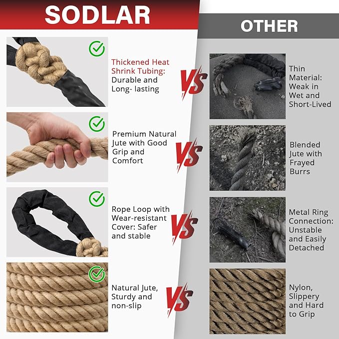 Climbing Rope Gym Workout - 10FT 15FT 20FT 25FT 30FT 35FT Heavy Duty Jute Thick - Image 2
