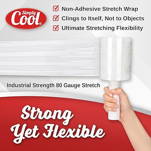 12 Pack Industrial Strength Mini Hand Stretch Wrap 5" 1000 Ft Roll 80 Gauge - Image 3